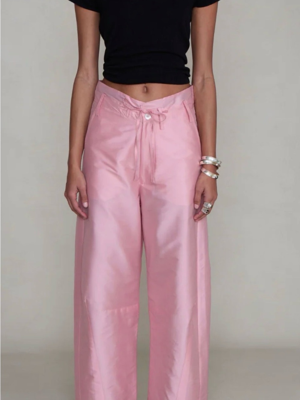 SOLD OUT • NEW WITH TAGS • CHAN LUU TECHNO TAFFETA BARREL PANT